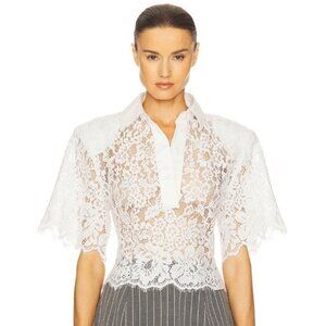 Helsa The Lace Shirt With Shoulder Pad